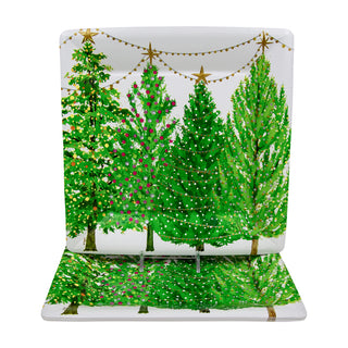 Christmas Trees With Lights  Sq Dinner Plates Square