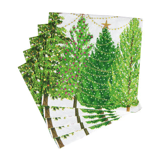 Christmas Trees With Lights Napkin Luncheon
