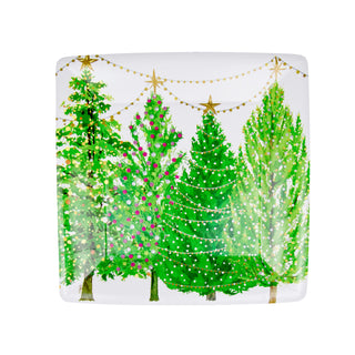 Christmas Trees With Lights  Sq Salad/Dessert Plates Square