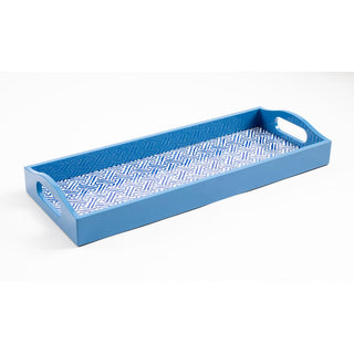 Fretwork Blue Lacquer Bar Tray-20X8