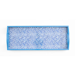 Fretwork Blue Lacquer Bar Tray-20X8