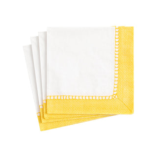 Linen Border Yellow Napkin Cocktail