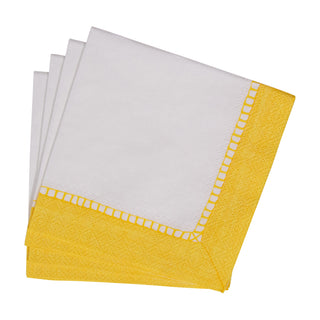 Linen Border Yellow Napkin Cocktail