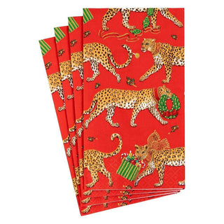 Christmas Leopards Red Guest Towel