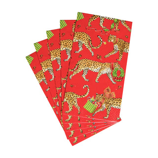 Christmas Leopards Red Guest Towel