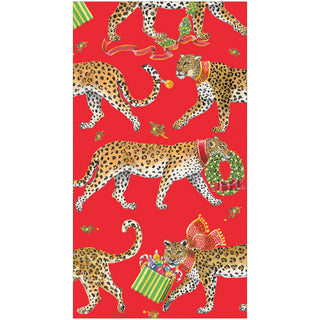 Christmas Leopards Red Guest Towel