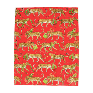 Christmas Leopards Red Guest Towel