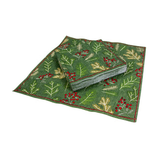 Sprigs And Berries Evergreen Napkin Cocktail
