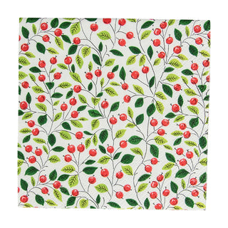 Berries And Leaves White Napkin Cocktail