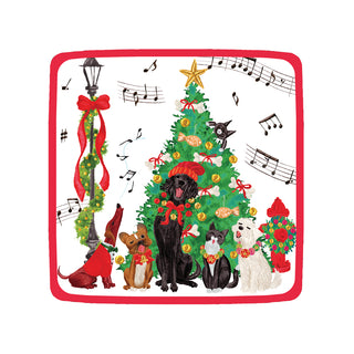 Caroling Pets  Sq Salad/Dessert Plates Square