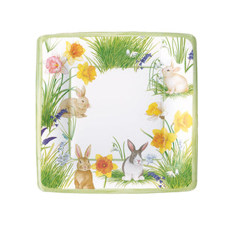 Bunnies And Daffodils  Sq Salad/Dessert Plates Square