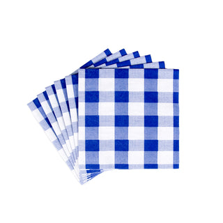 Gingham Blue  Napkin Box Cocktail - 40 per box