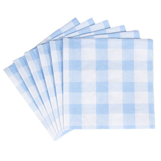 Gingham Light Blue Napkin Cocktail
