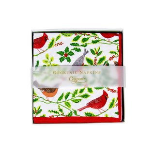 Songbirds And Holly White  Napkin Box Cocktail - 40 per box