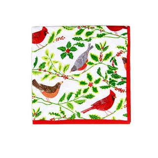 Songbirds And Holly White Napkin Cocktail