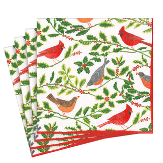 Songbirds And Holly White Napkin Luncheon