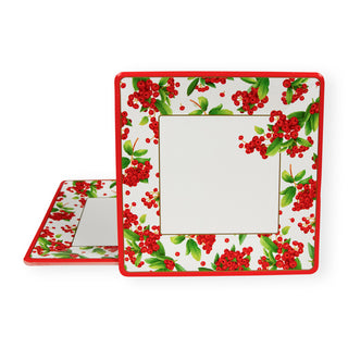 Christmas Berry Red  Sq Salad/Dessert Plates Square