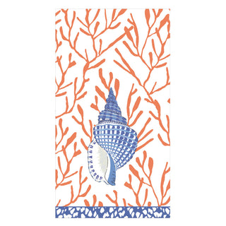 Shell Toile-Coral/Blue Guest Towel