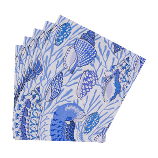Shell Toile-Blue Napkin Cocktail