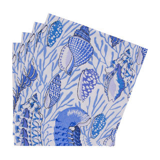 Shell Toile-Blue Napkin Cocktail