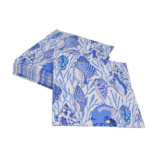 Shell Toile-Blue Napkin Cocktail
