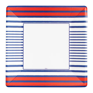 Breton Stripe-Blue  Sq Dinner Plates Square