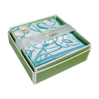 Algarve Aqua-Paper Linen Napkin Box Cocktail-Airlaid