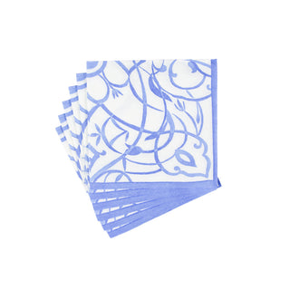 Algarve Ceramic Blue-Paper Linen Napkin Airlaid Cocktail-15 In