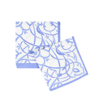 Algarve Ceramic Blue-Paper Linen Napkin Airlaid Cocktail-15 In