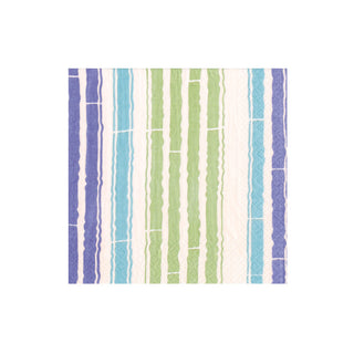 Bamboo Stripe Blue/Green Napkin Cocktail