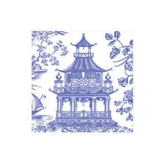 Chinoiserie Toile Pagoda Blue Napkin Cocktail