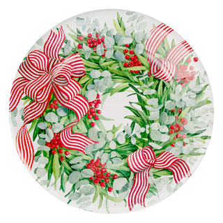 Ribbon Stripe Wreath Dinner Plates