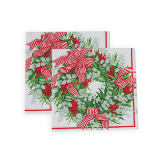 Ribbon Stripe Wreath Napkin Dinner