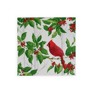 Holly And Songbirds White/Silver Napkin Luncheon
