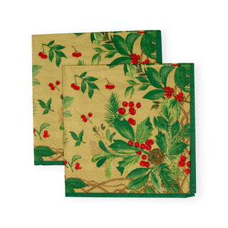 Holly Chintz Gold Napkin Cocktail