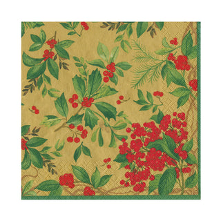 Holly Chintz Gold Napkin Luncheon