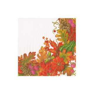 Harvest Garland White Cocktail Napkins - 20 Per Package