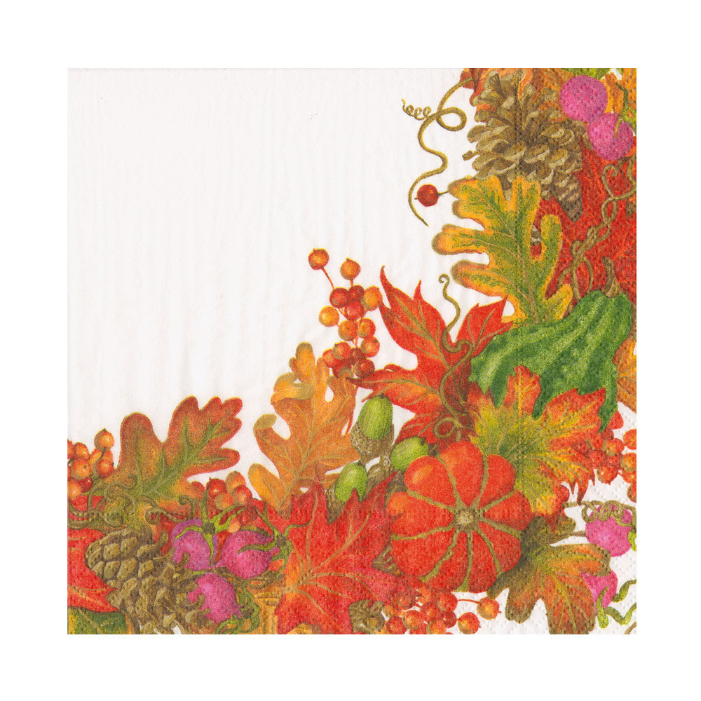 Harvest Garland White Luncheon Napkins - 20 Per Package