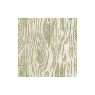 Woodgrain Silver & Gold Boxed Cocktail Napkins - 40 Per Box
