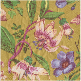 Porcelain Blooms Gold Dinner Napkin - 20in