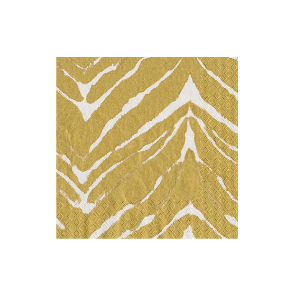 Go Wild White & Gold Cocktail Napkins - 20 Per Package