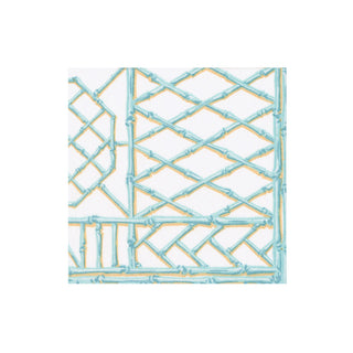 Bamboo Screen Robin's Egg Paper Linen Boxed Cocktail Napkins - 15 Per Package