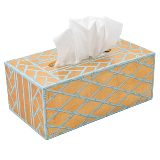 Bamboo Screen Robin's Egg Rectangle Lacquer Tissue Box Cover