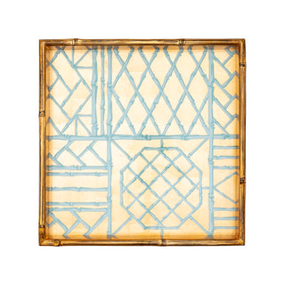 Bamboo Screen Robin's Egg Bamboo Edge Square Lacquer Tray