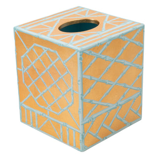 Bamboo Screen Robin's Egg Square Lacquer Tissue Box Cover