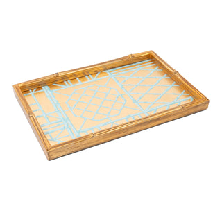 Bamboo Screen Robin's Egg Bamboo Edge Lacquer Vanity Tray