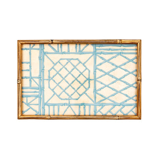 Bamboo Screen Robin's Egg Bamboo Edge Lacquer Vanity Tray