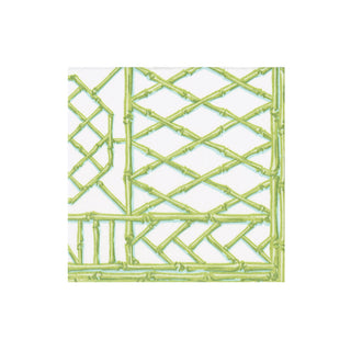 Bamboo Screen Moss Green Paper Linen Boxed Cocktail Napkins - 15 Per Package