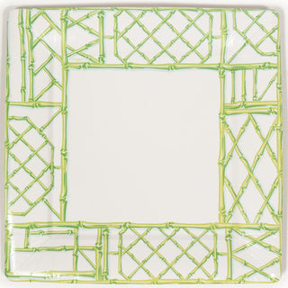 Bamboo Screen Moss Green  Sq Dinner Plates Square