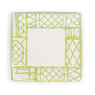 Bamboo Screen Moss Green  Sq Dinner Plates Square